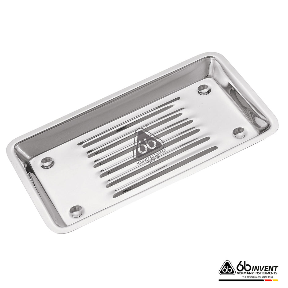 TOOL TRAY – STAINLESS STEEL GROOVED (20 × 10 × 2 CM)