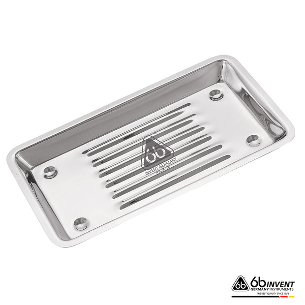TOOL TRAY – STAINLESS STEEL GROOVED (20 × 10 × 2 CM)