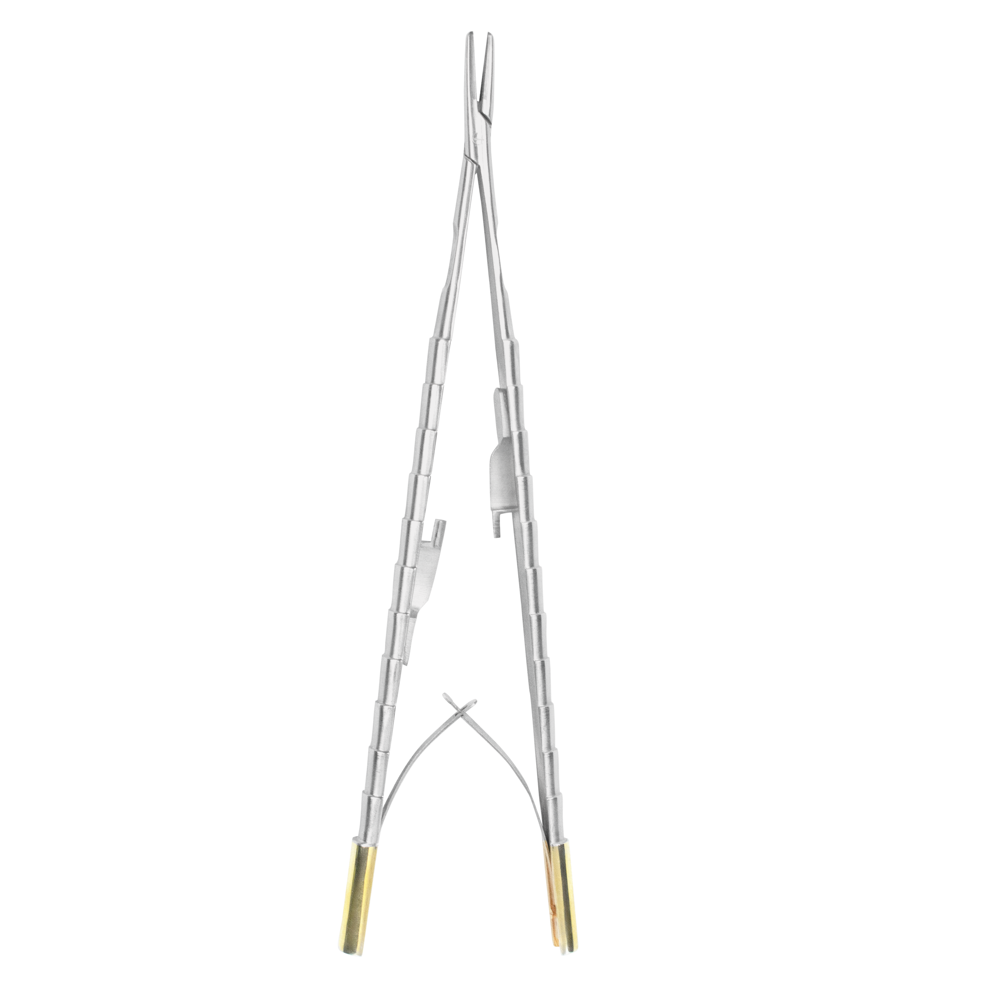 Mayo-Castroviejo Needle Holder with C/T & Support Guide (18cm) by 6binventgermany – Straight Suturing Forceps for General Surgery