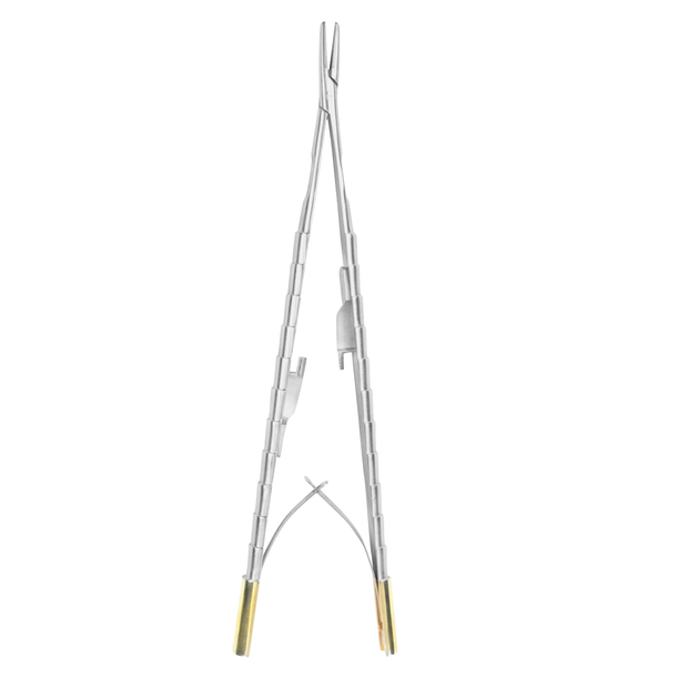 Mayo-Castroviejo Needle Holder with C/T & Support Guide (18cm) by 6binventgermany – Straight Suturing Forceps for General Surgery